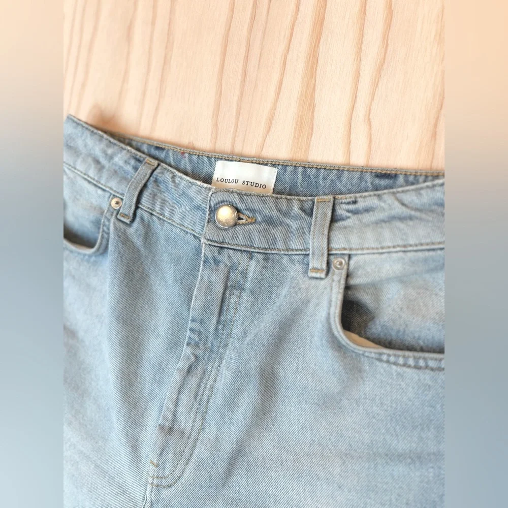 loulou studio denim shorts - blue isu knee length - 27 - EUC